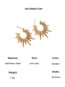 一对简约几何心形不锈钢耳钉，时尚独特，适合女性日常、派对和约会佩戴。 - 彩色 - 查看 15