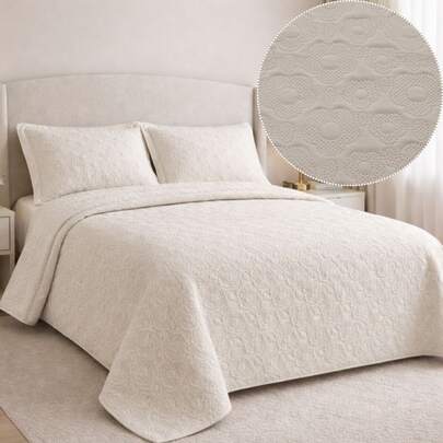 Kit Colcha Cobreleito Casal Matelado Ultrassônico Percal Toque Macio 2 e 3 peças Flora 7 Habitat Solteiro Casal Queen King e Super King