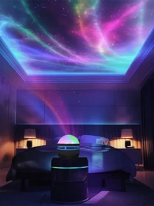 1个USB插头夜灯，装饰台灯设计，星空灯，极光投影灯，室内夜灯，派对和餐厅照明，墙面装饰，天花板投影灯，卧室装饰，游戏礼物，派对装饰，无需电池，汽车装饰，无激光 - 多色光 - 查看 5