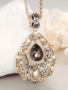 1 chiếc dây chuyền mặt dài phong cách Bohemian thanh lịch, đính đá zirconia tổng hợp, thích hợp đeo hàng ngày và làm quà tặng - Phù hợp với mọi mùa. - vòng cổ - Xem 1