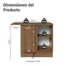 Gabinete Bajo Cocina Madesa Vik 102cm Con Encimera MG 01 - Marrón y Gris - Ver 2