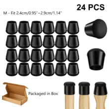24er Pack Stuhlbein Bodenschoner, rutschfeste Bodenschoner mit Filzbasis, mehrere Größen Geräuschreduzierung Beinabdeckungen, wiederverwendbar & leicht zu reinigen, Stuhlgleiter mit verstärkter Polsterung, Möbelgleiter/Beinabdeckungen für Holz-/Fliesen-/Marmorboden - Schwarz - Übersicht 13