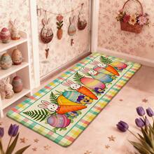 1/2/3 piezas Alfombra de cocina, felpudo o tapete de puerta de Pascua con huevos de colores vibrantes, flores de margarita y verdor de primavera sobre un fondo a cuadros. Perfecto para la decoración de Pascua, el hogar de primavera, la cocina, el jardín, la fiesta, el restaurante. Regalo para la familia. Decoración del ambiente de Pascua. - Multicolor - Ver 18