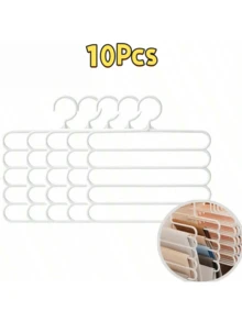 (5pcs)Clothes Hanger Set  Household Trousers Scarf Storage Multilayer 5 Layers Storage Rack Pants Hangers Clothes Hanger Trousers Hanger Hangers For Closet Organizer(White) - trắng - Xem 15