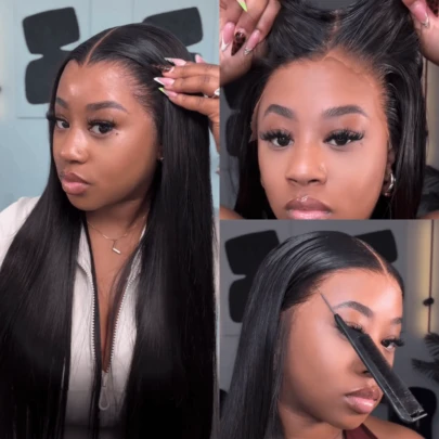 ZHENDEFA 360 Degree Seamless Transparent Mesh Hairline Wig Band With Elastic Drawstring, Pre-Trimmed Hairline For Brazilian Straight Hair Wigs