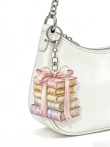 2D平面创意书本钥匙扣，情人节礼物 | 2D亚克力装饰吊坠，适用于包包/钥匙扣/家居/汽车装饰，是春季花园、情人节、复活节、斋月、圣帕特里克节、圣诞节装饰和情侣礼物的完美之选 - 彩色 - 查看 2