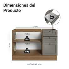 Gabinete Bajo Cocina Madesa Vik 120cm Sin Encimera MG 01 - Marrón y Gris - Ver 2
