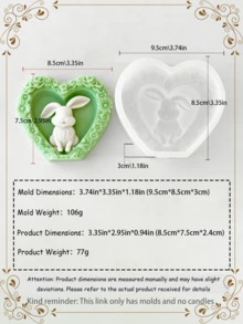 New Easter Bunny Silicone Mold - Reusable Non-Stick Mold With Flower And Heart Shaped Fixers, Asymmetrical Shape Suitable For Making Candles, Soaps, Plaster Crafts, Spring Handmade, Easter Bunny Themed Gift - White - View 14