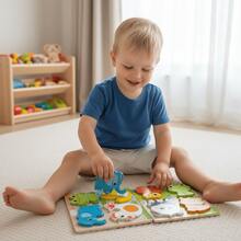 Papan Puzzle Kayu 3D / Mainan Edukasi Montessori untuk Pembelajaran Dini - Bentuk Hewan dan Kendaraan, Mainan Edukasi untuk Penalaran Spasial dan Pengembangan Otak, Struktur Kayu Lunak yang Tahan Lama, Permainan Kreatif dan Pembelajaran Kognitif, Meningkatkan Koordinasi Mata-Tangan, Hadiah Ulang Tahun Anak, Hadiah Natal - Olive Green - View 6
