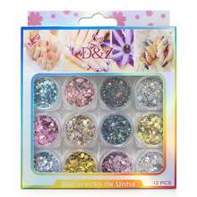 Kit 12 Cores Decoração Encapsulada com Glitter D&Z - Multicolorido - Visão 1