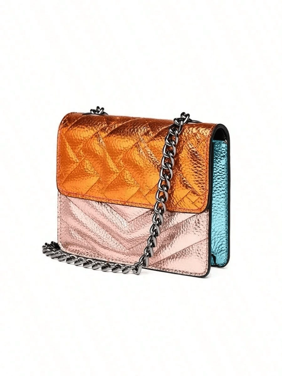 Mini Bag, Embroidered Thread, Colorful Glossy Card Bag, Single-Shoulder Crossbody Chain Bag - Color - View 1
