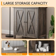 Aparador En Forma De X De MDF y BP Con Dos Puertas - Ropero, Aparador Blanco, Roperos De Dormitorio, Armario Auxiliar - Roble antiguo oscuro - Ver 6