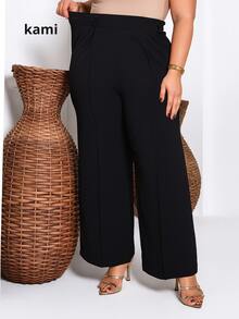 Plus Size Pantalona Duna Feminina - màu đen - Xem 3