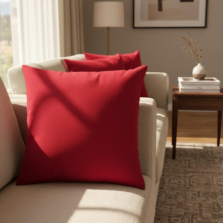 Decorative Pillow Cover Set 50cm Premium Micropercal - Rojo - Ver 1