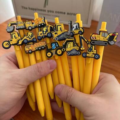 10 chiếc bút bi màu vàng trung tính chủ đề xe tải kỹ thuật, bút bi đen chủ đề máy xúc, bút bi hoạt hình dễ thương, bút quà tặng sáng tạo, bút bi chủ đề máy xúc, bút bi trung tính cho các bữa tiệc (kiểu ngẫu nhiên)