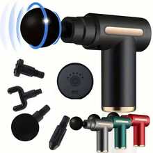 强力肌肉放松器 - 可充电深层组织按摩枪，配备 4 个按摩头，全身舒缓，终极肌肉恢复工具，家用级塑料材质，USB 充电