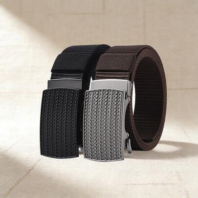 Outdoor Military Training Nylon Quick Release Belt, Men's Casual Buckle-Less Automatic Leather Belt, Comfortable & Durable For Multiple Scenarios