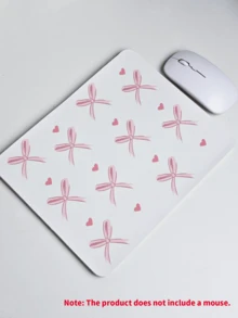 Pink Mouse Pad, Cute Bow Mouse Pad, Square Heart Wireless Mouse Pad, Non-Slip PU Mouse Pad, Suitable For Office Computer And Laptop, 26*21cm, Christmas Gift/New Year Gift (2026) - White - View 6