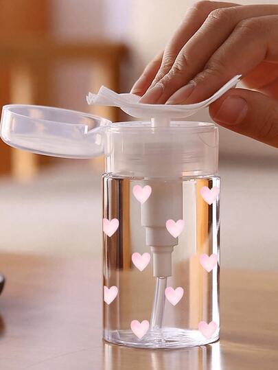 Pink Bow Transparent Pet Refillable Travel Makeup Remover Bottle With 3.38oz/6.76oz Portable Pump Dispenser, Suitable For Nail Polish Remover, Toner And Makeup Remover. Rounded Top Design, Hand Wash, Reusable, Essential For Vacation And Travel.