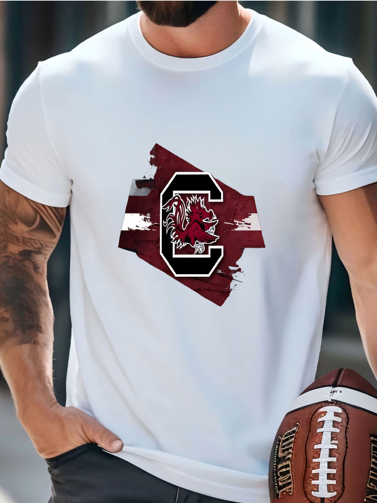 Mens South Carolina Backlit Pendant Box Light | Metal Framed Billiard Light | Usc Gamecocks Pool Table Box Pendant Light T-Shirt - 白色 - 查看 1