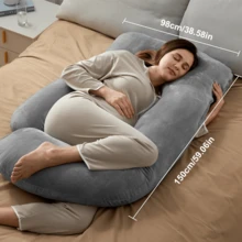 Pregnancy Pillows For Sleeping, G Shaped Full Body Maternity Pillow, Removable Case - 淺灰色 - 查看 3