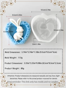 New Easter Bunny Silicone Mold - Reusable Non-Stick Mold With Flower And Heart Shaped Fixers, Asymmetrical Shape Suitable For Making Candles, Soaps, Plaster Crafts, Spring Handmade, Easter Bunny Themed Gift - White - View 17