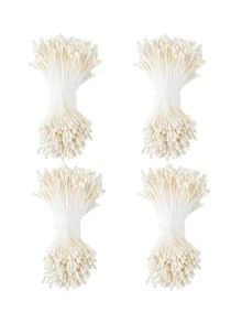 400/800/1600pcs Artificial Flower Stamens, Faux Pearl Flower Stamens, Home Floral DIY Craft Decor, Suitable For Wedding Floral Arrangements, Handmade Home Decor, Easter, Mother's Day, Father's Day And More - 白色 - 查看 1