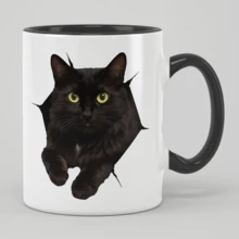 Cute Black Cat Coffee Mug - 11oz Ceramic Cat Lover Gift, Perfect For Cat Moms & Dads, Birthday & Anniversary Present, Handwash Only - Multicolor - View 11