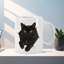 Cute Black Cat Coffee Mug - 11oz Ceramic Cat Lover Gift, Perfect For Cat Moms & Dads, Birthday & Anniversary Present, Handwash Only - Multicolor - View 7