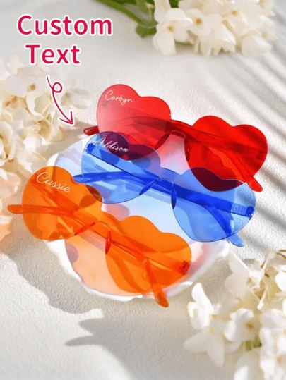 Custom Name Fashion Glasses, Customizable Party Glasses, Personalized Heart-Shaped Colored Glasses, Customizable Fashion Glasses For Women, Customizable Text Birthday Gifts, Fashion Glasses For Girls, Fashionable Glasses
