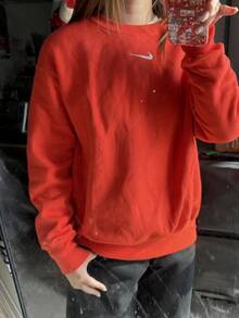 Nike Sportswear Phoenix Fleece 纯色圆领长袖卫衣，女款，红色 - 紅色 - 查看 7