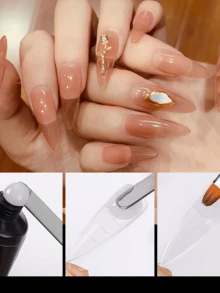 100Pcs/Box Paper-Free Scale-Marked Nail Tips Quick UV Gel Acrylic Heart-Shaped Extension Molds Perfect Fit Nail Surface Salon Home DIY Manicure Tools - Clear - View 3