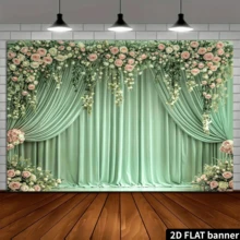 Flower Backdrop Green Spring Floral Photography Background Birthday Baby Shower Party Supplies Photo Booth Props - Multicolor 3 - View 4