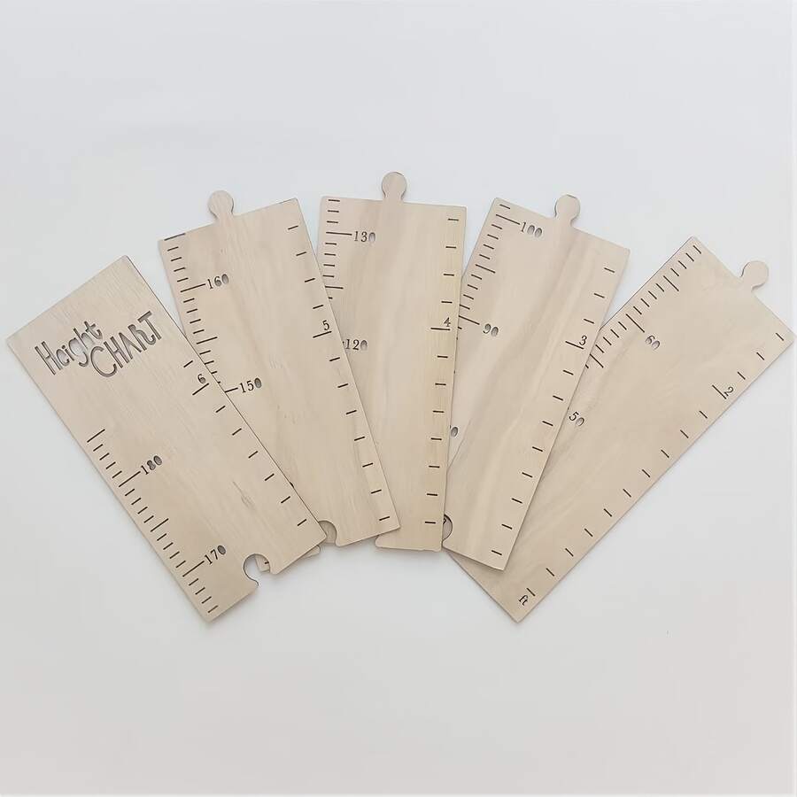 1pc Nordic Wooden Growth Chart, Home/Room Decor Wooden Height Ruler, Indoor Height Measurement Tool, Sticker, Wall Decal, Vinyl Decal, Home Decor, Spring Decor, Home Refresh, Holiday Decor Sticker, Birthday Graduation Gift - Multicolor - View 1