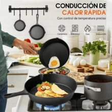 Sartén De Hierro Fundido Antiadherente Set De Sartenes 5pcs Negro - Negro - Ver 5