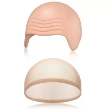 Bald Head Costume Accessories Set, Includes Latex Bald Cap And Nylon Wig Cap, Suitable For Halloween, Christmas, Carnival, April Fool''s Day Parties - Multicolor - View 2