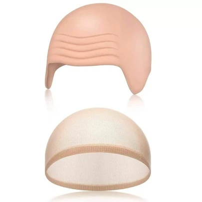 Bald Head Costume Accessories Set, Includes Latex Bald Cap And Nylon Wig Cap, Suitable For Halloween, Christmas, Carnival, April Fool''s Day Parties