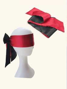 1pc Unisex Multifunctional Hand/Leg Strap Blindfold, Smooth Blackout Eye Mask In Black & Red, Headband Hair Accessory, Valentine's Day Costume