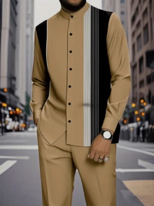 Spring/Fall    Regular Fit    Button Front  Pocket    Christmas - Khaki - View 1