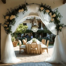 1 pezzo Tessuto di tulle bianco fai-da-te, adatto per velo da sposa, zanzariera, cucito, sfondo fotografico, decorazione matrimonio, festa, compleanno, decorazione per la casa, uso esterno - Bianco - Visualizzare 13