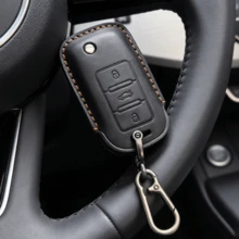PU Leather Key Fob Cover With Keychain For VW Jetta Golf Polo MK7 Passat Beetle Smart Key Protector Holder - Multicolor - View 2