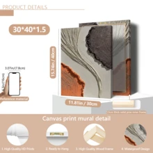 1 Stück Vintage Wandkunst Poster, abstrakte Ölmalerei, cremige Textur, wasserfestes Leinwandmaterial, dekoriert mit hochwertigem Goldfolie, braun, weiß und orange abstraktes Leinendesign, mit oder ohne Rahmen erhältlich, ideal für Raumdekoration, Einweihungsgeschenk, Studentenwohnheim, Hotel, Zuhause, Wohnzimmer, Schlafzimmer, Badezimmer und Büro Wanddekoration - Verschiedenfarbig - Übersicht 20