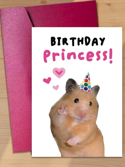 1 stuk "Verjaardagsprinses" wenskaart - Schattige wensen voor dochter en dierbaren (11 x 16 cm + envelop) | Hoogwaardig ontwerp met bloemenkroon | Geschikt voor familie, vrienden en speciale gelegenheden
