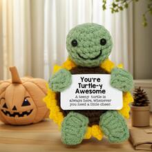 1 pieza Figura decorativa de escritorio hecha a mano a ganchillo, muñeca de peluche con diseño lindo de girasol y tortuga, regalo ideal para mejor amiga, cumpleaños, hermanas, mamás, abuelas, compañeros de trabajo, familia, llavero, emociones positivas, fiesta, Halloween, Navidad, muñeca suave, decoración de habitación, recuerdo - Multicolor - Ver 9