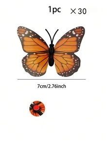 30/12/5pcs Orange Monarch Butterfly Decor, Realistic 3D Plastic Monarch Butterfly Artificial Flower Decoration, Suitable For Bedroom, Living Room, Autumn Party, Wedding, DIY Gift, Wall, Fireplace, Halloween, Thanksgiving, Home, Room Decor, Christmas - Multicolor - View 12