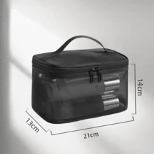 Makeup Brush Organizer Bag Mesh Cosmetic Case Toiletry Pouch: Mesh Makeup Bag Travel Pouches Clear Makeup Case For Women Men Girls Travel Clear Organizer - 米色 - 查看 7