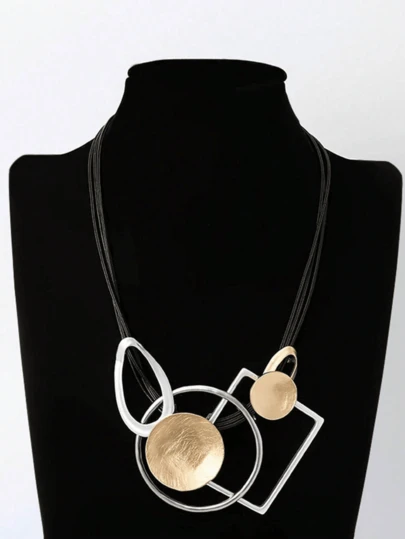 复古几何图案项链，带吊坠，哥特风格，适合女性佩戴