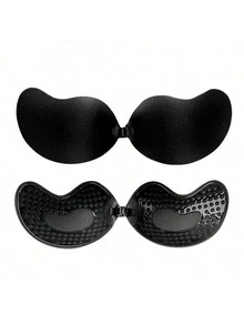 1/2/4 件装可重复使用粘性硅胶前扣文胸，透气亲肤罩杯，适合 A-D 罩杯，搭配深 V 露背连衣裙 - 彩色 - 查看 37