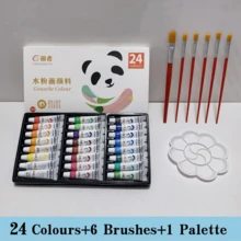 24色混合丙烯/水彩/水性顏料，6支畫筆與1個調色盤，多用途繪畫顏料，12/18/24色專業美術顏料套組，每支5ml/0.18oz，適合藝術家、學生、手工藝、牆面與衣物繪畫 - 水粉顏料+6筆刷+1調色盤 - 查看 11