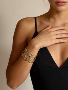 1件装百搭休闲个性化镂空不对称几何图案金属开口手链（女士款） - 幾何手鐲 - 查看 8